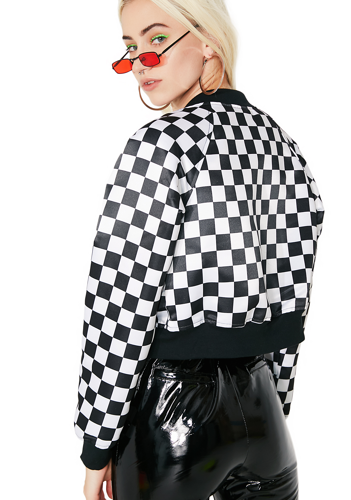 checkered bomber jacket