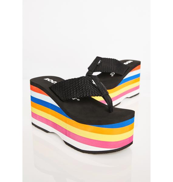 rocket dog rainbow flip flops