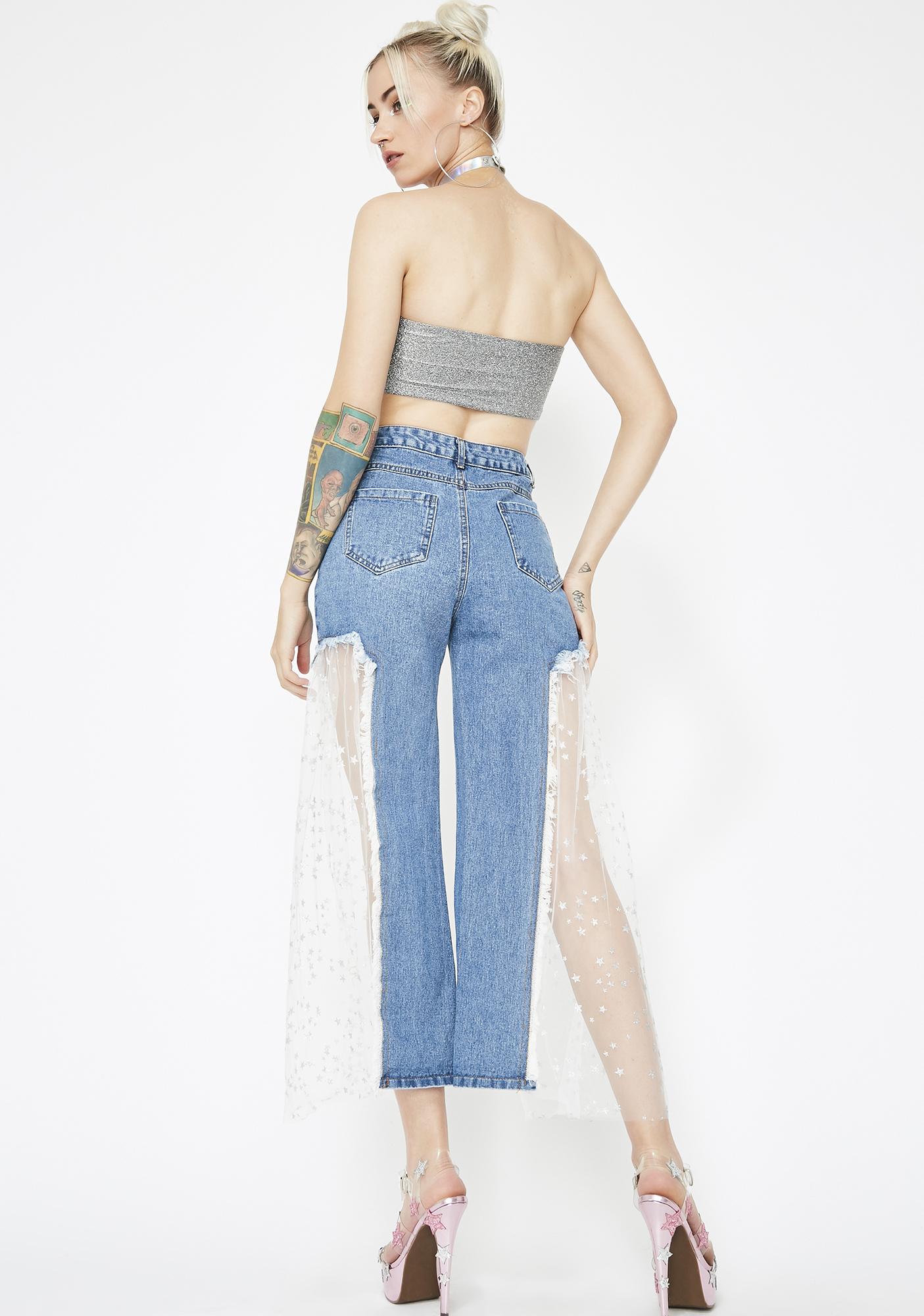 star mesh jeans
