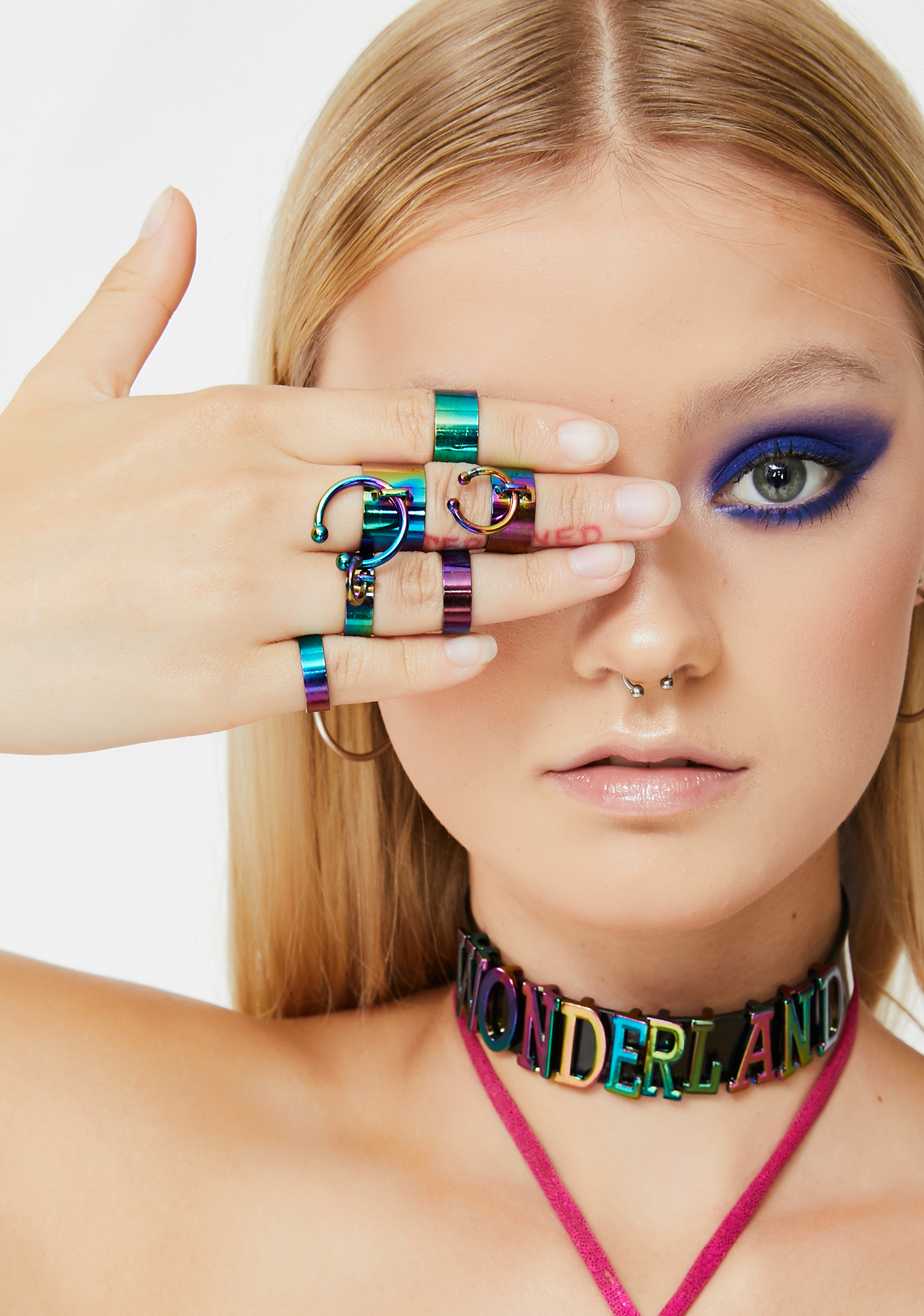 Oil Slick Piercing Ring Set Dolls Kill