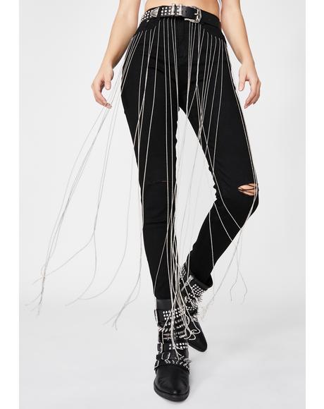 Night Fallin For Ya Rhinestone Fringe Jeans