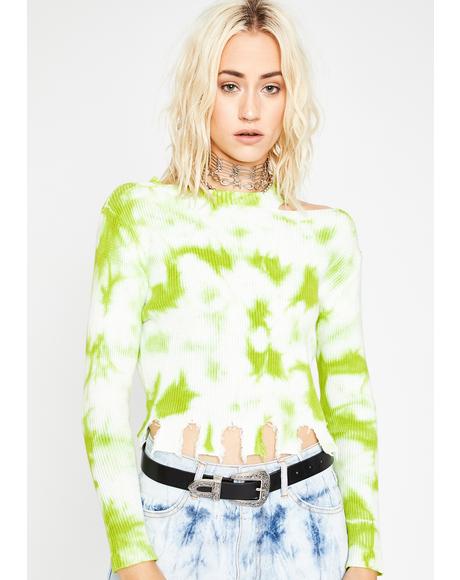 distressed tie dye sweater