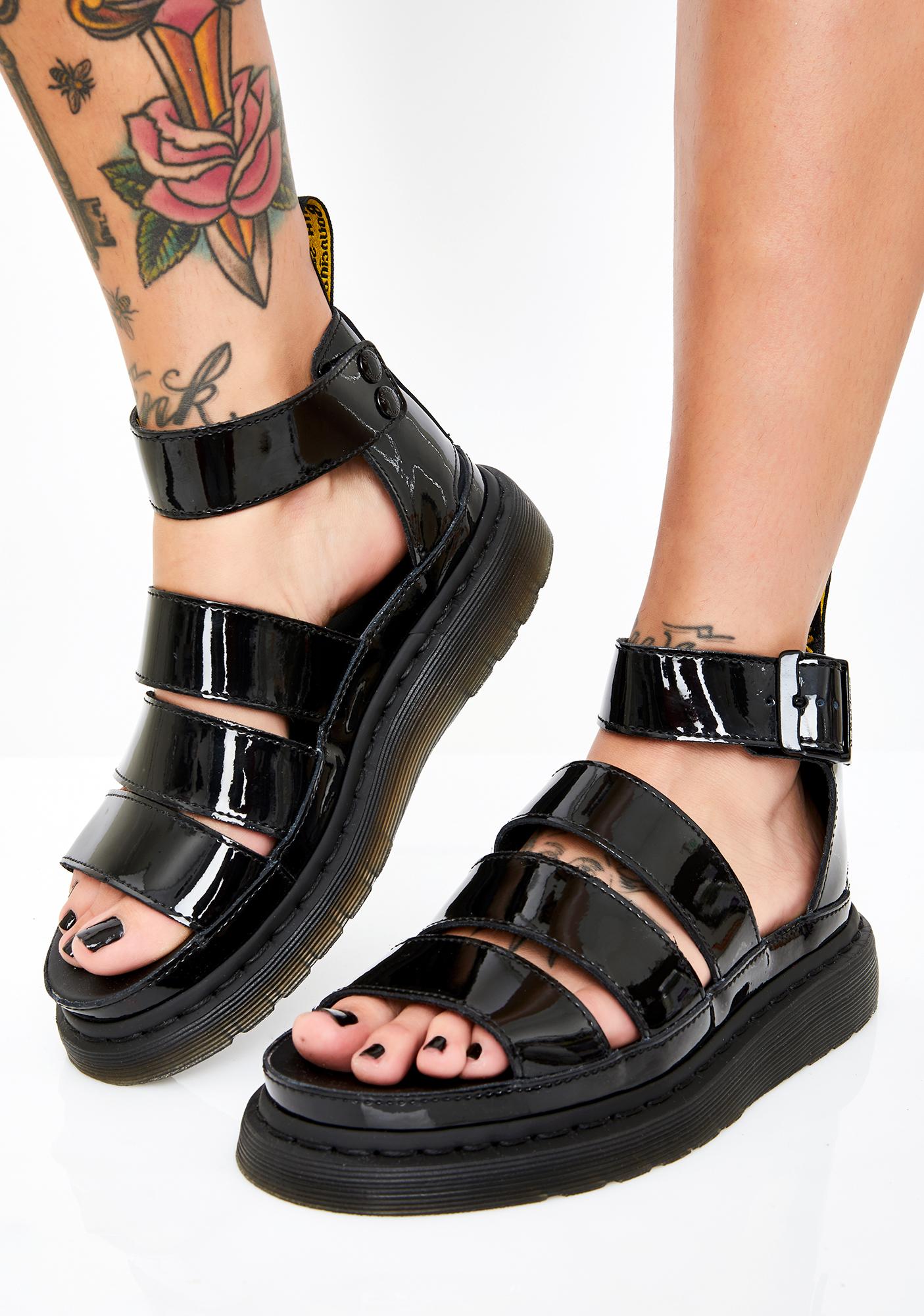 dr martens clarissa sandals black patent