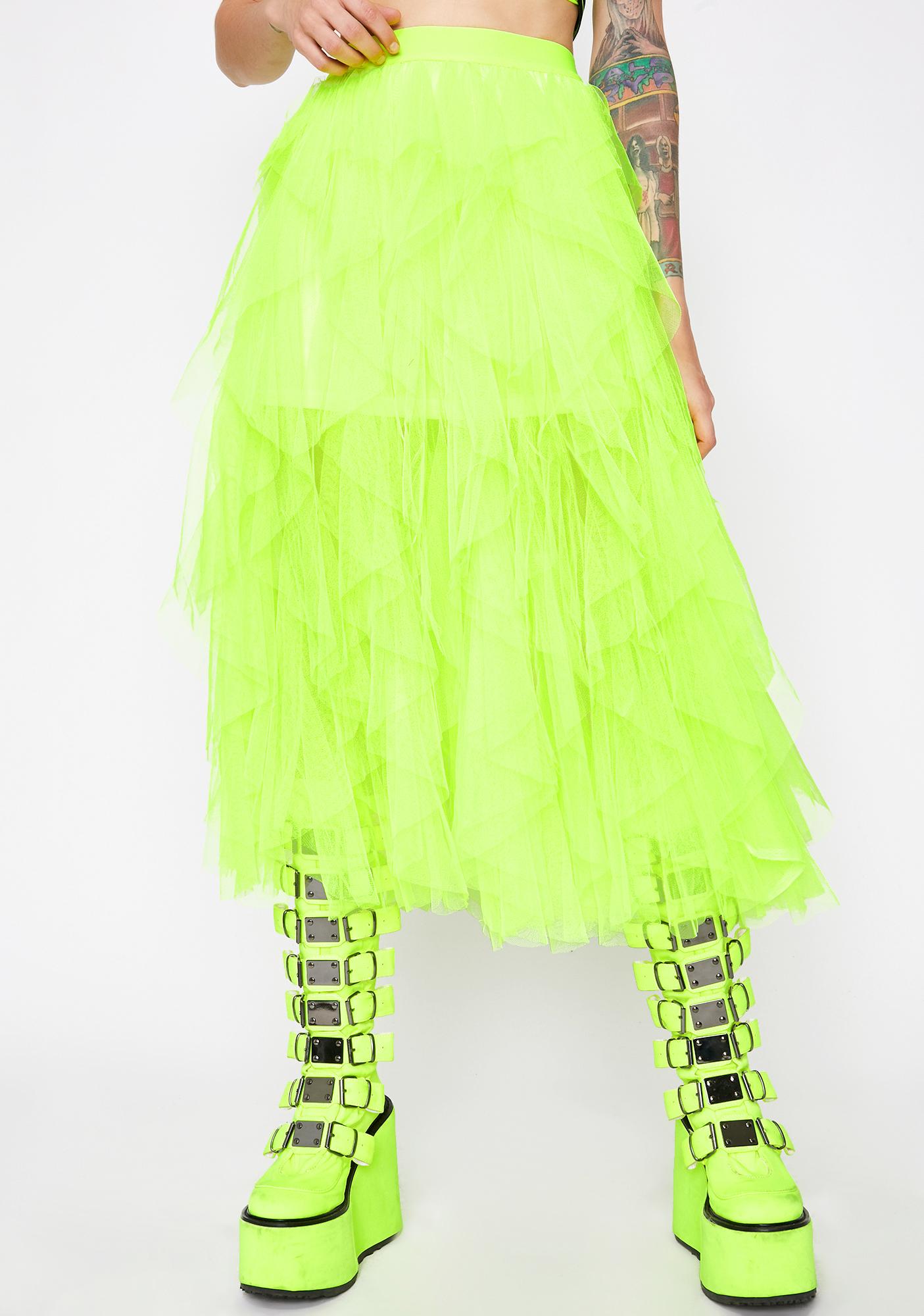 neon tulle maxi skirt