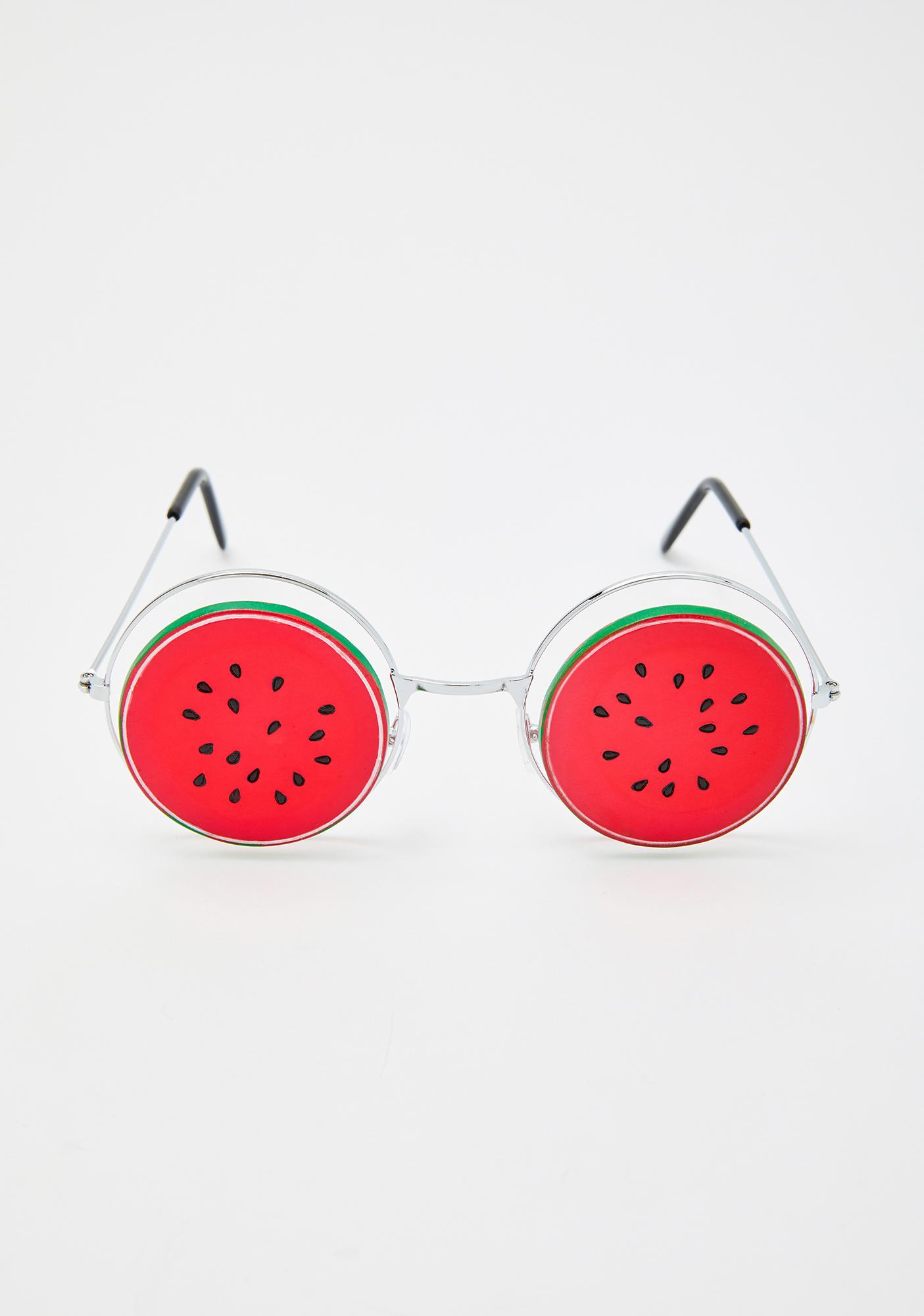 Sugar Thrillz Watermelon Circle Sunglasses Red Dolls Kill