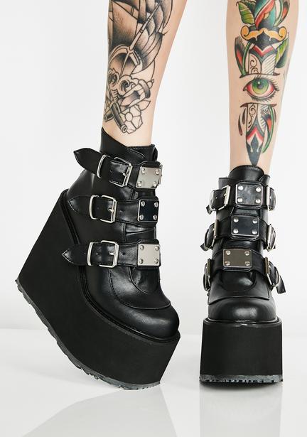 Demonia The Craft Studded Wedge Boot | Dolls Kill