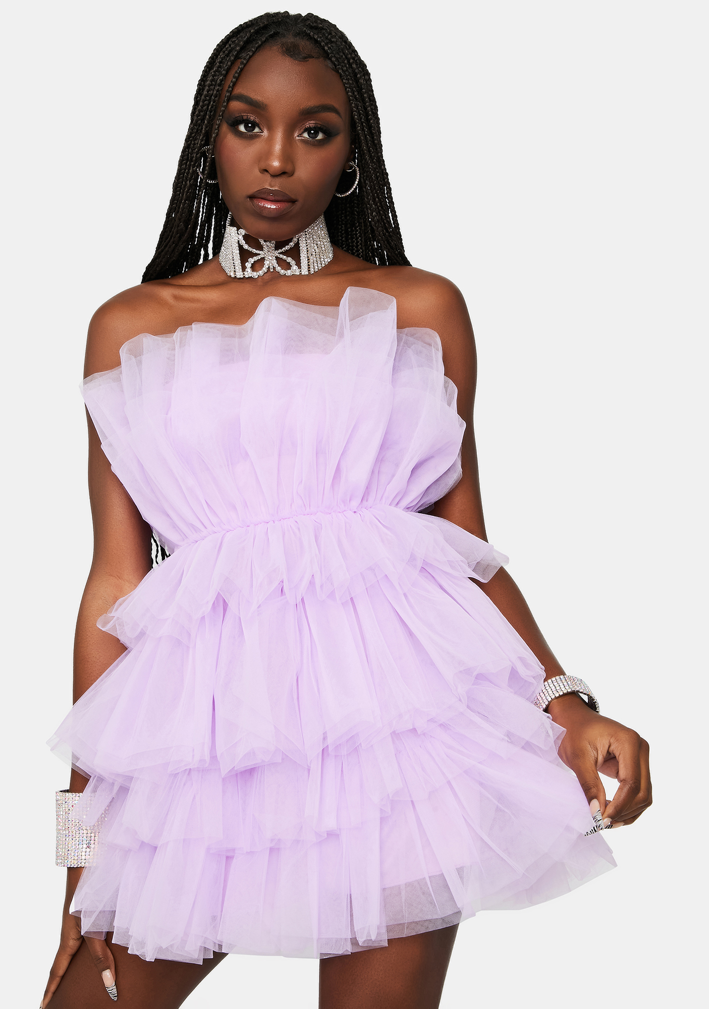 lavender strapless dress