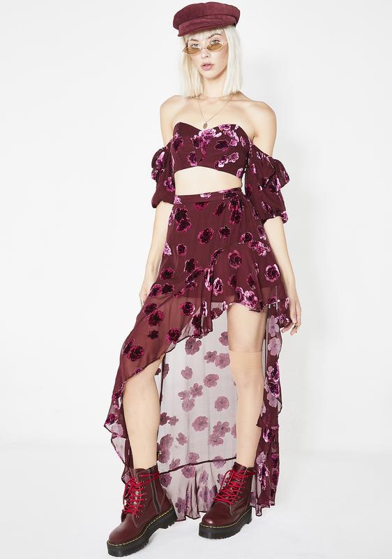 sophie velvet floral midi dress