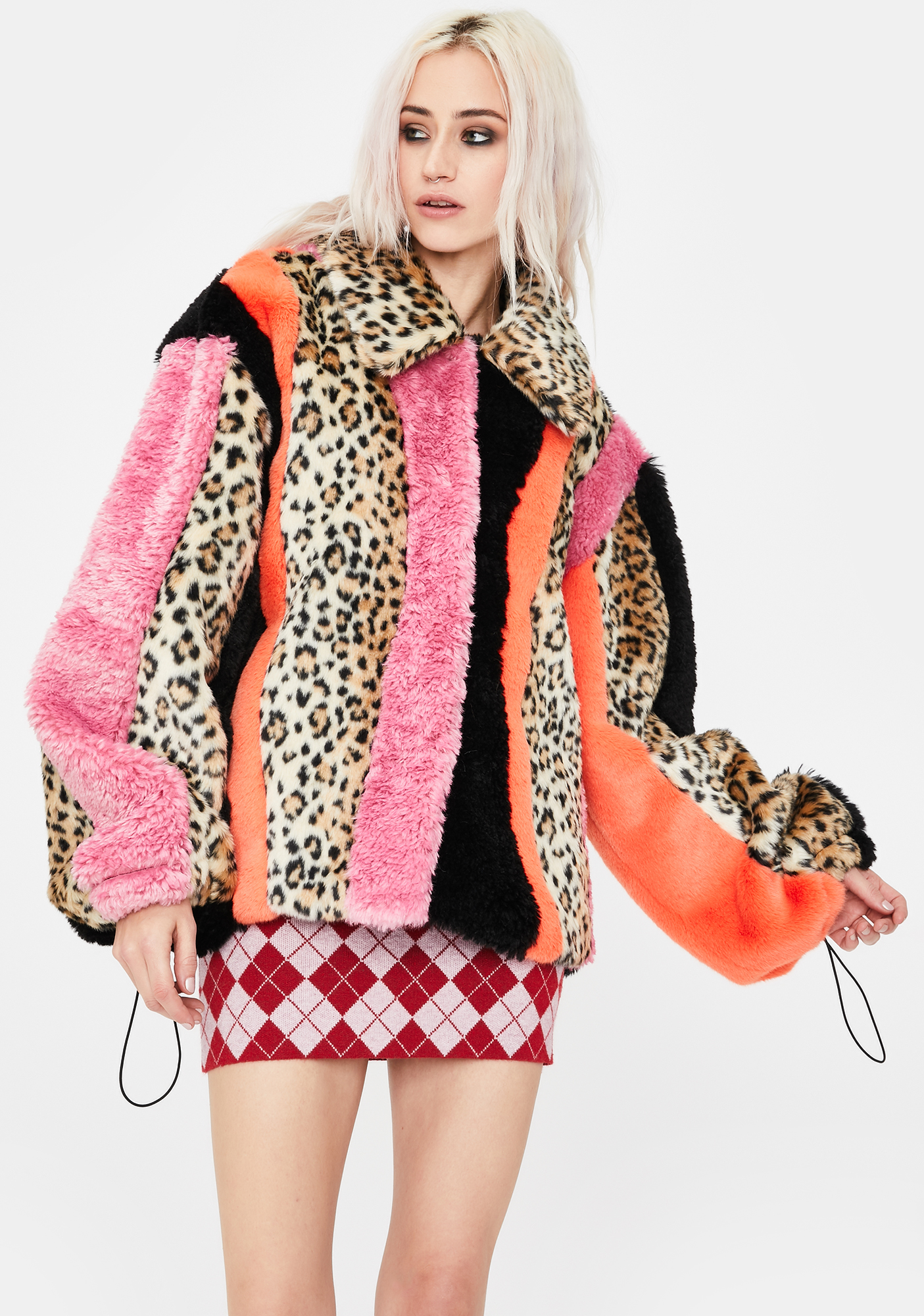 No Dress Leopard Faux Fur Patchwork Coat | Dolls Kill