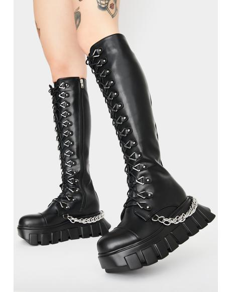 girls black boots size 10