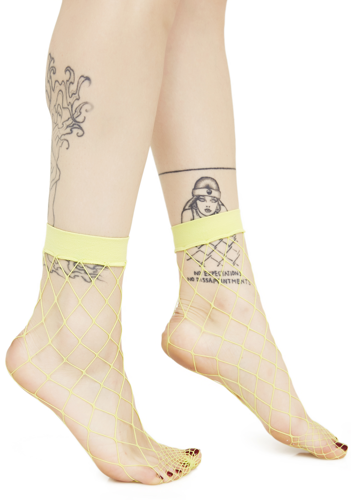 green fishnet socks