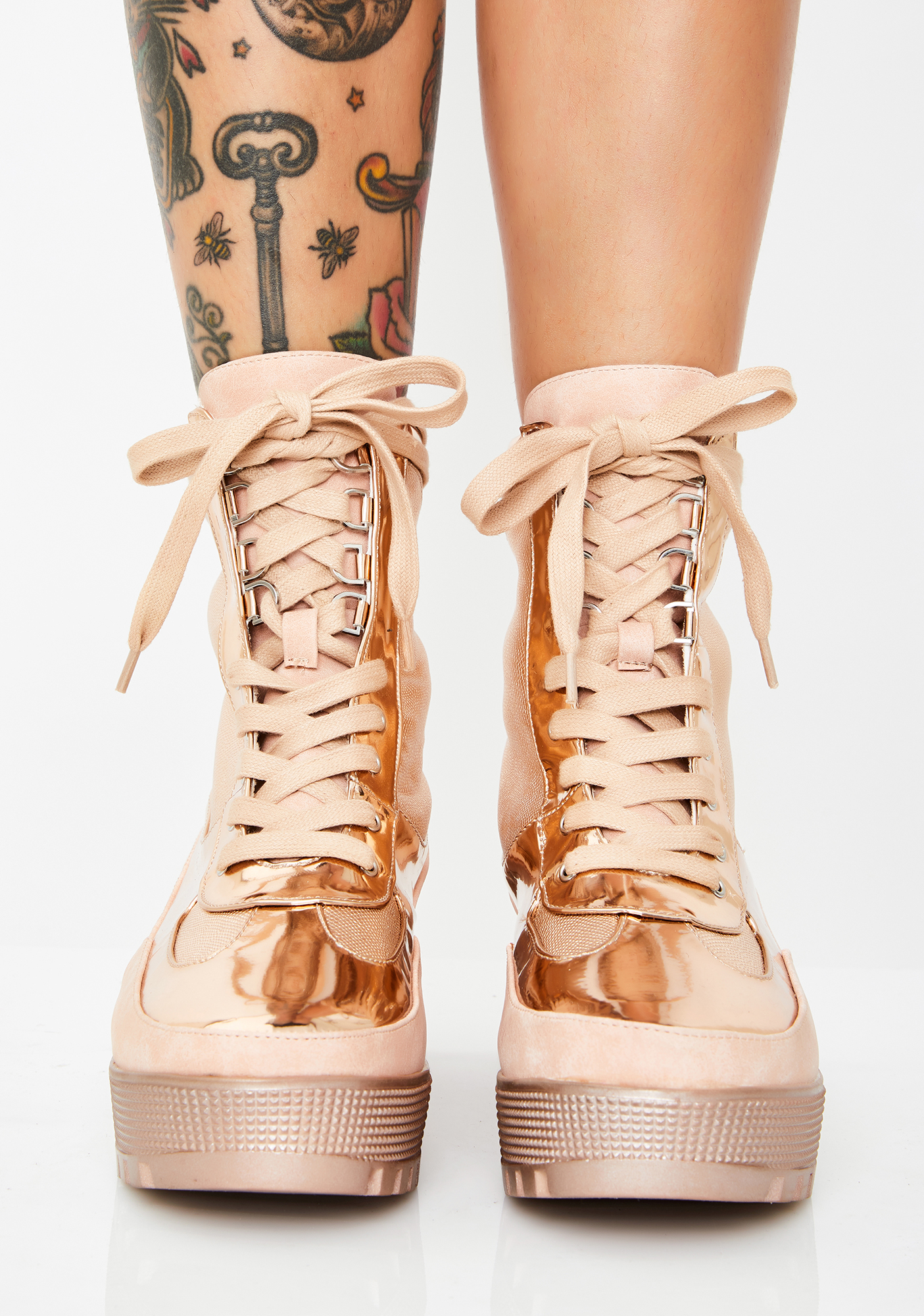 rose gold combat boots