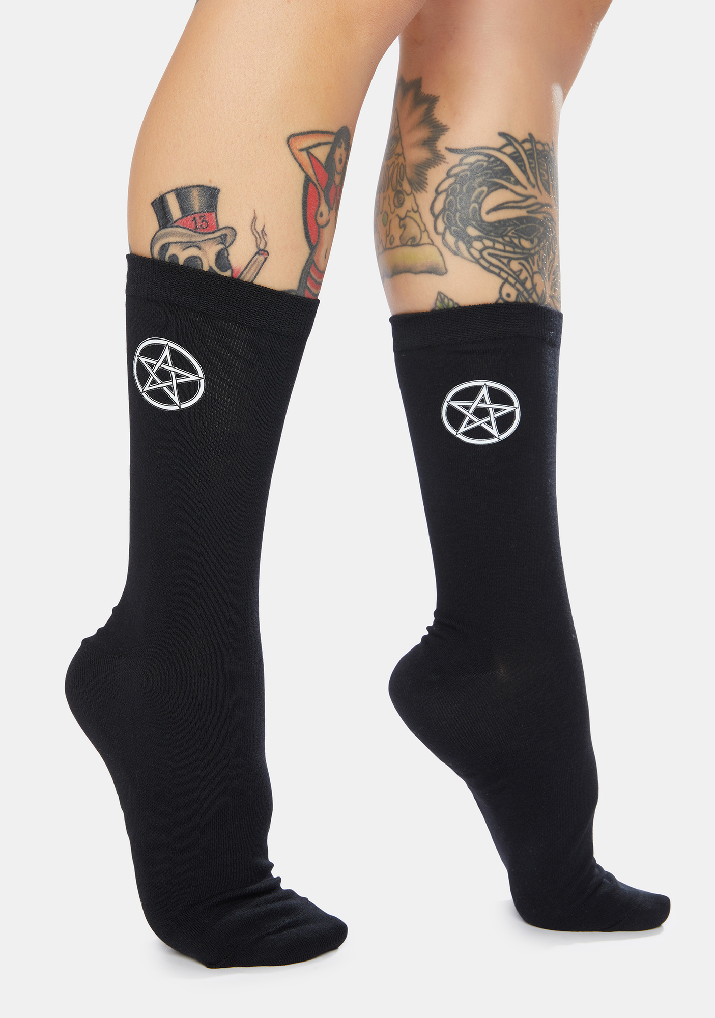 Dark Vibes Pentagram Logo Crew Socks Dolls Kill