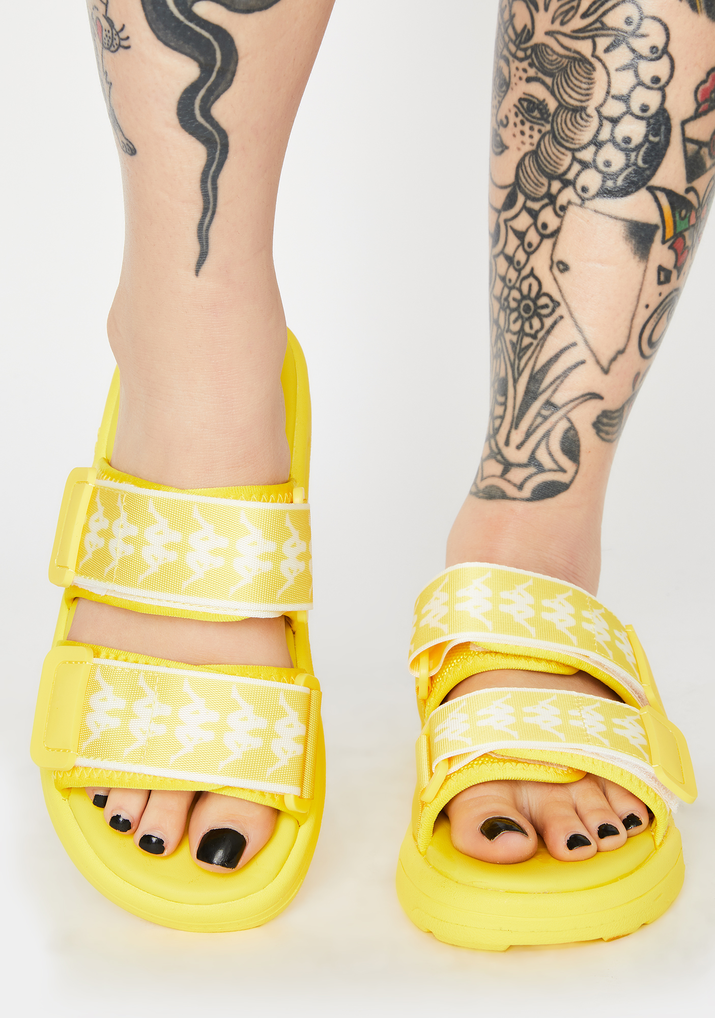 Kappa Yellow 222 Bander Aster 1 Logo Slides | Dolls Kill