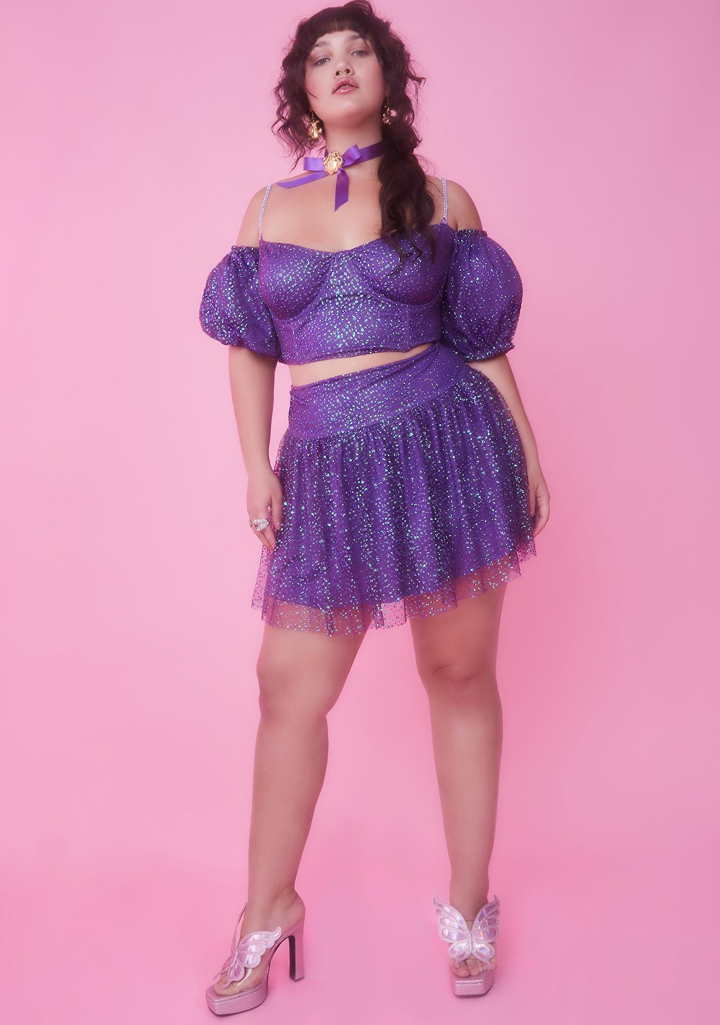 Plus Size Sugar Thrillz Chunky Glitter Bustier - Purple | Dolls Kill