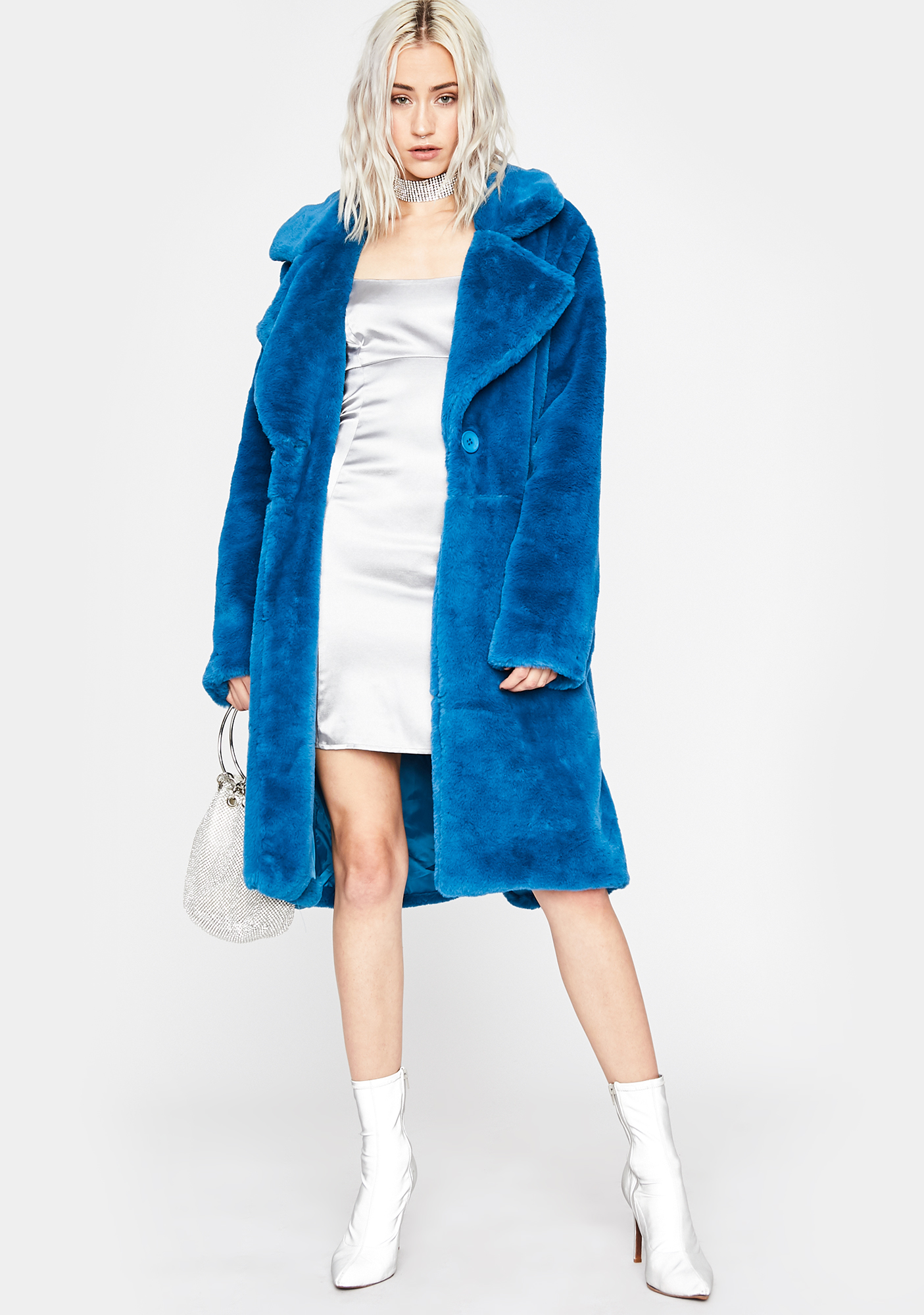 blue fuzzy coat