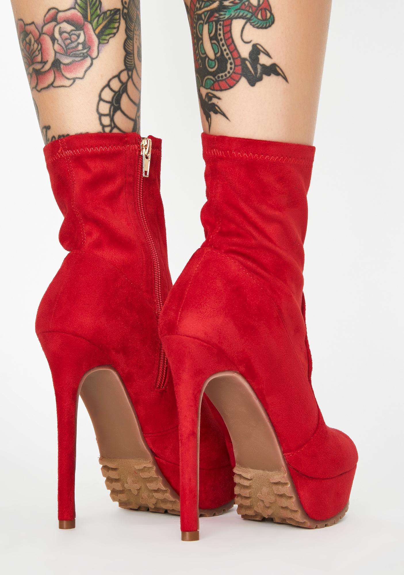 red platform booties