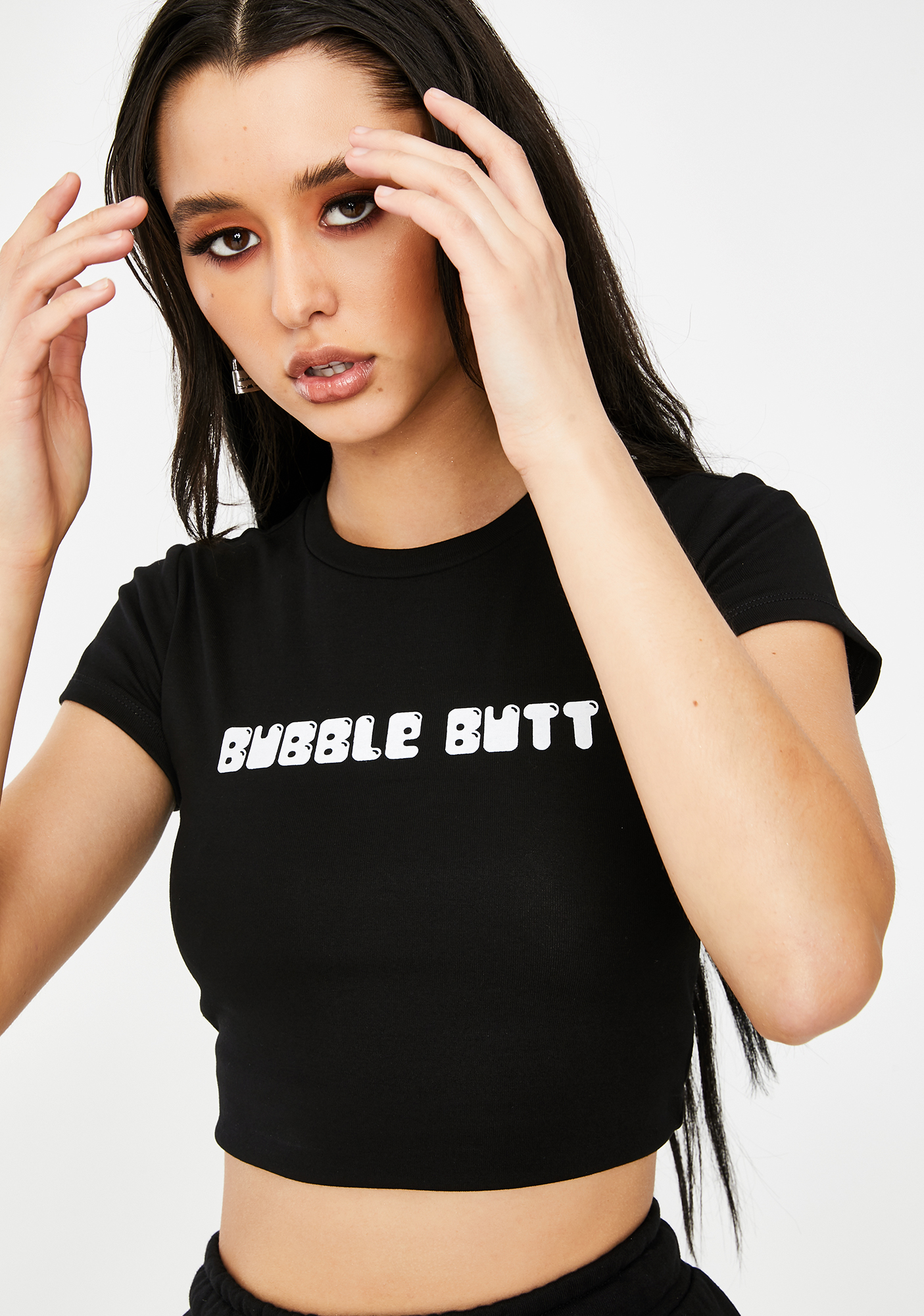 Poster Grl Graphic Bubble Butt Baby Tee Black Doll