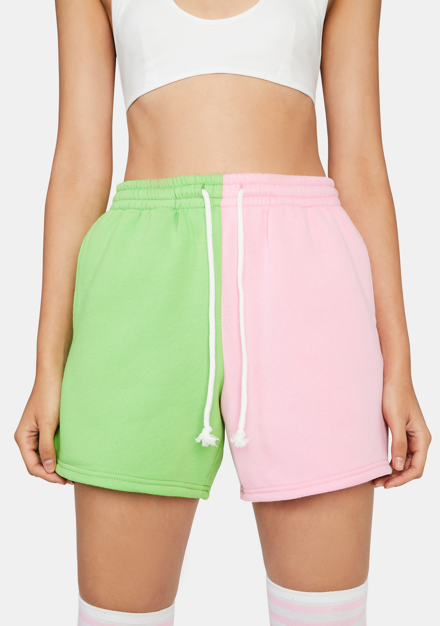 two tone sweat shorts