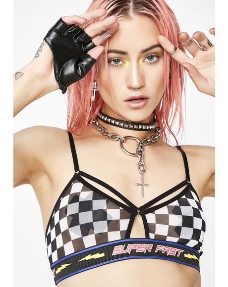 No Speed Limit Checkered Bra top