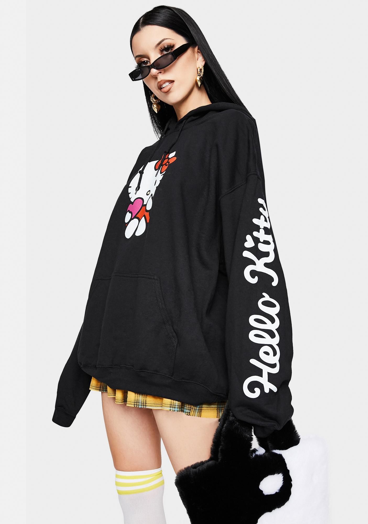 NEW GIRL ORDER Hello Kitty Black Logo Hoodie | Dolls Kill
