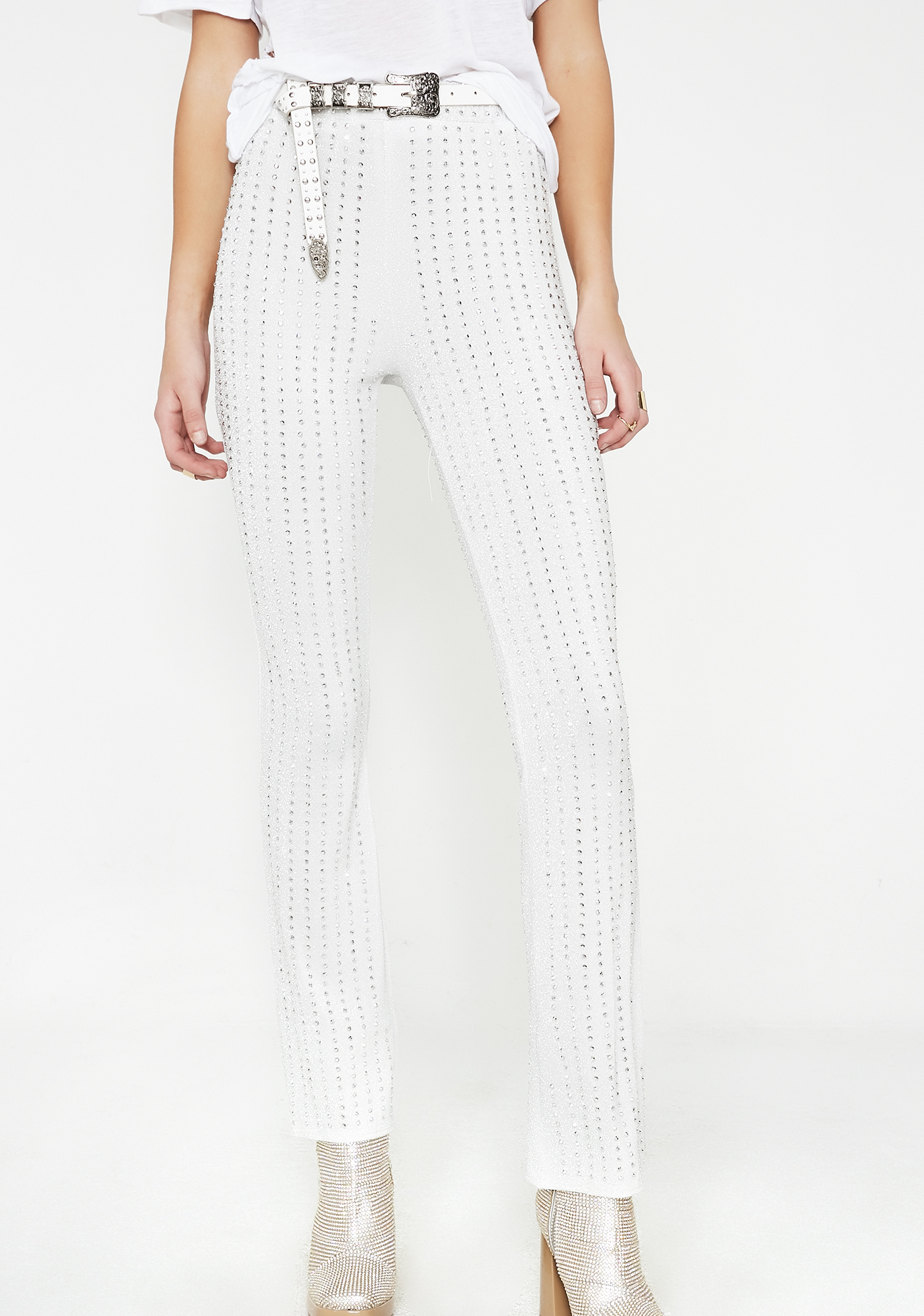 Rhinestone High Rise Leggings Dolls Kill