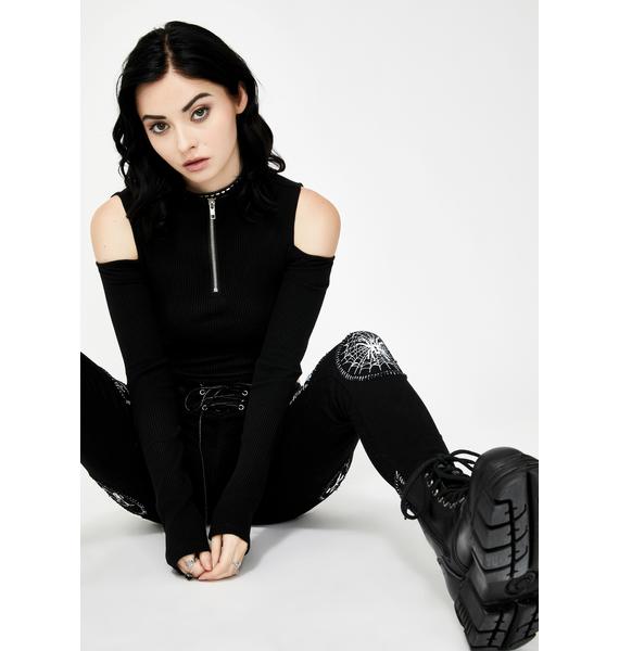 Killstar Black Phoebe Ribbed Top | Dolls Kill