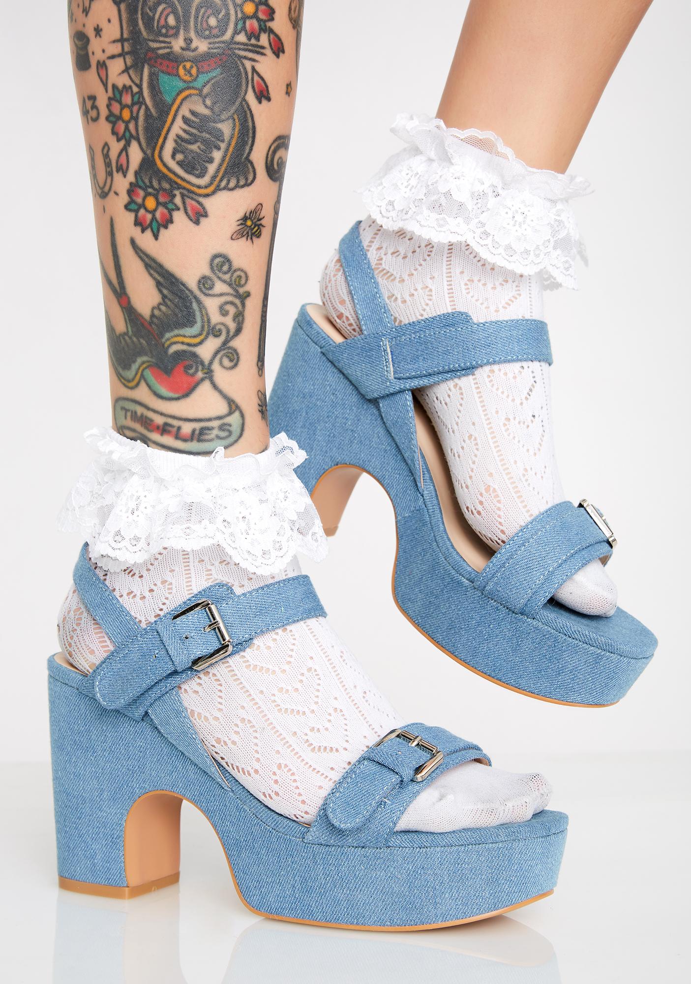 denim platform heels