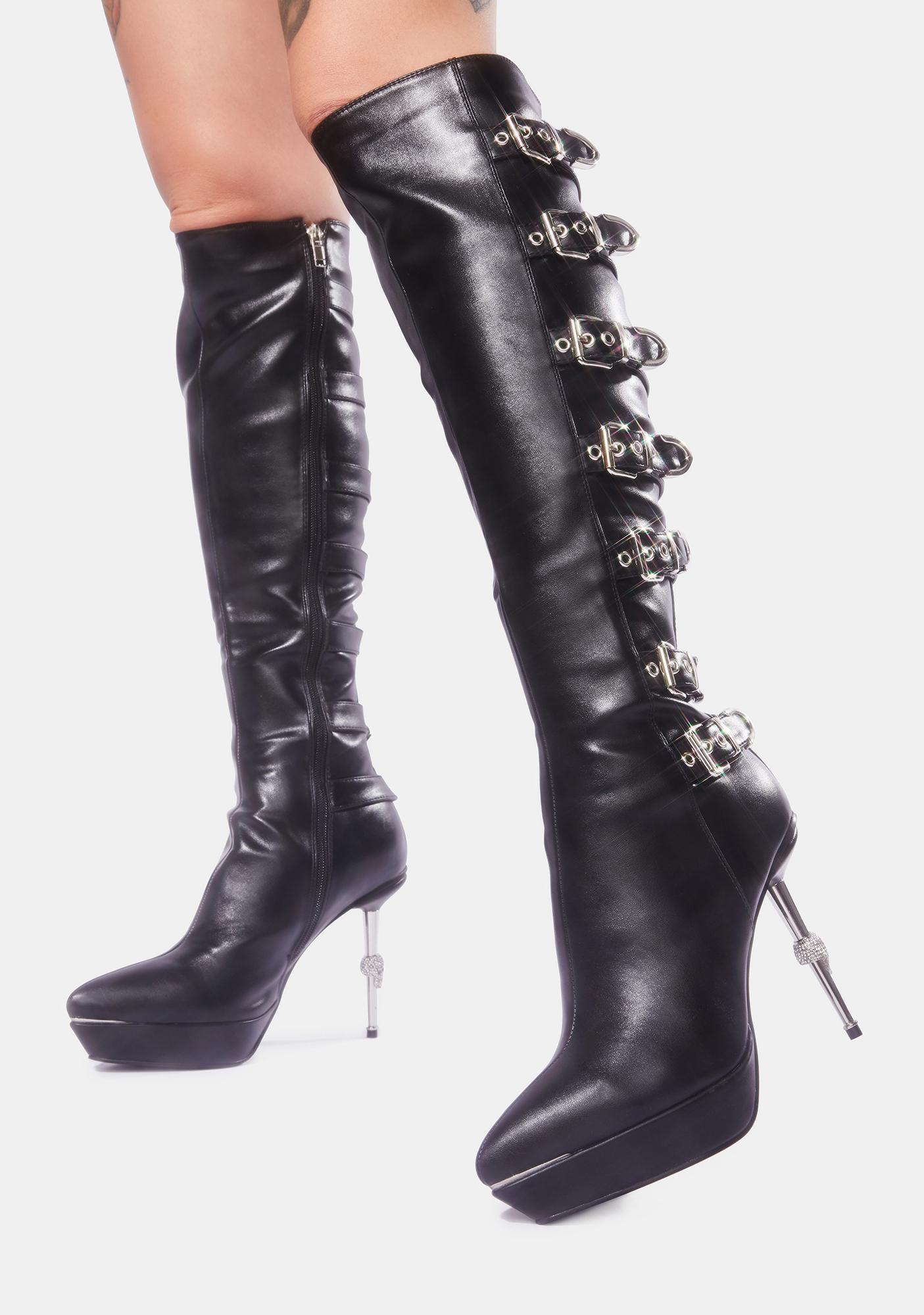 white long platform boots
