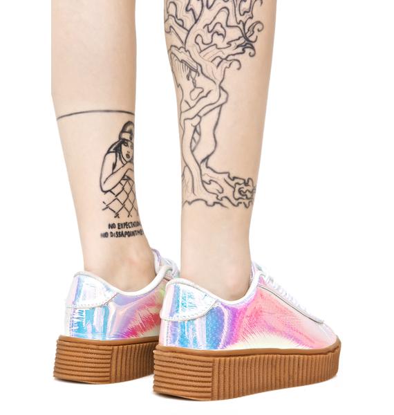 Pink Holographic Creeper Sneakers Dolls Kill