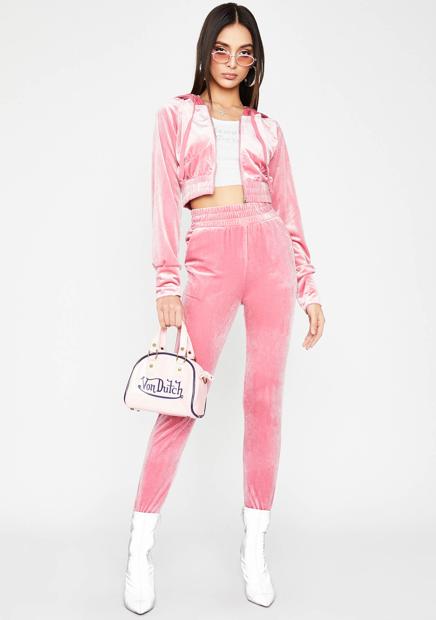 velvet pink sweatsuit