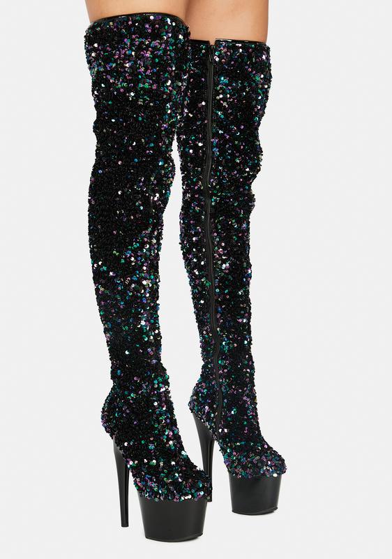 pleaser sequin boots