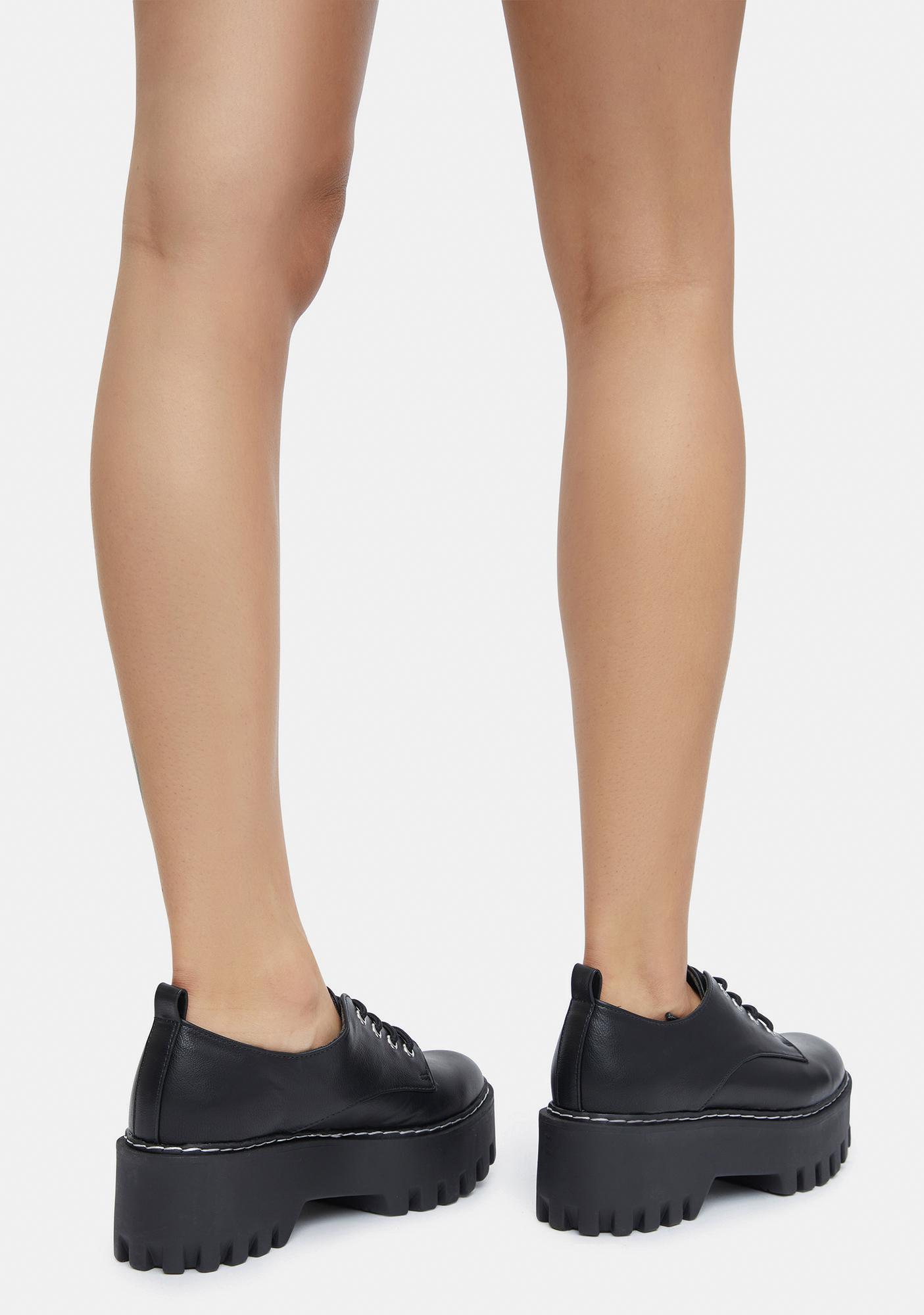 faux patent leather platform oxfords