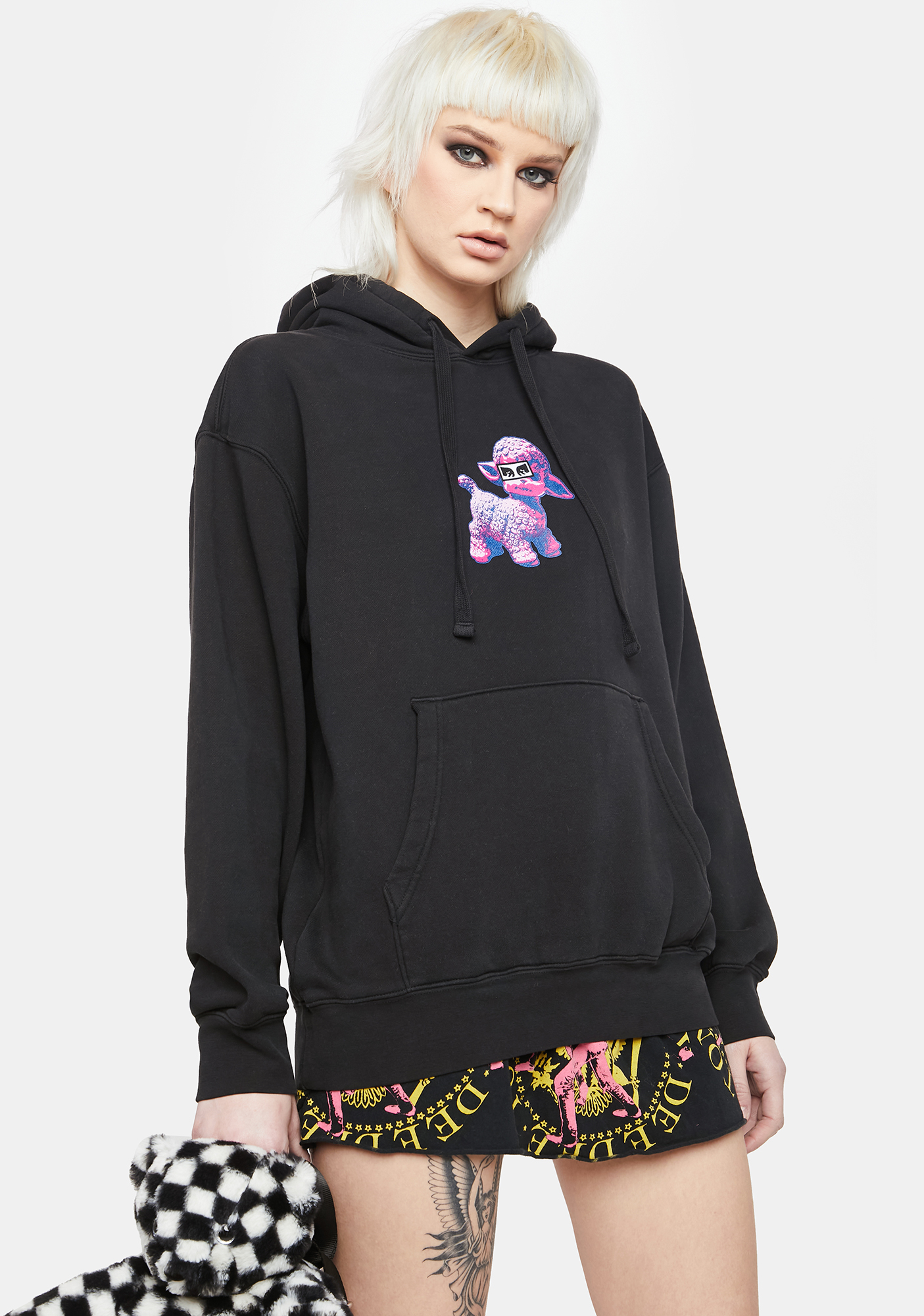 Obey Lamb Graphic Boxed Hoodie - Black | Dolls Kill