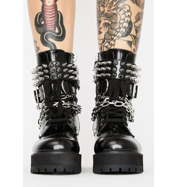 Current Mood Spiked Chain Wrap Platform Combat Boots