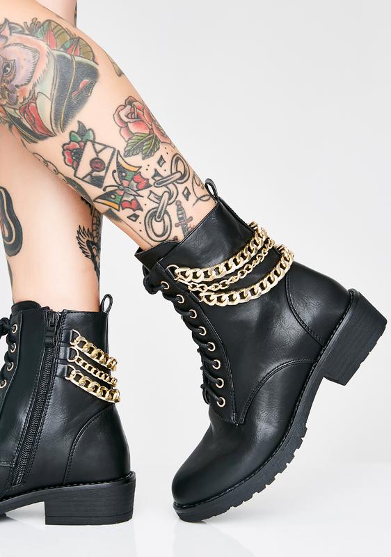 chain combat boots