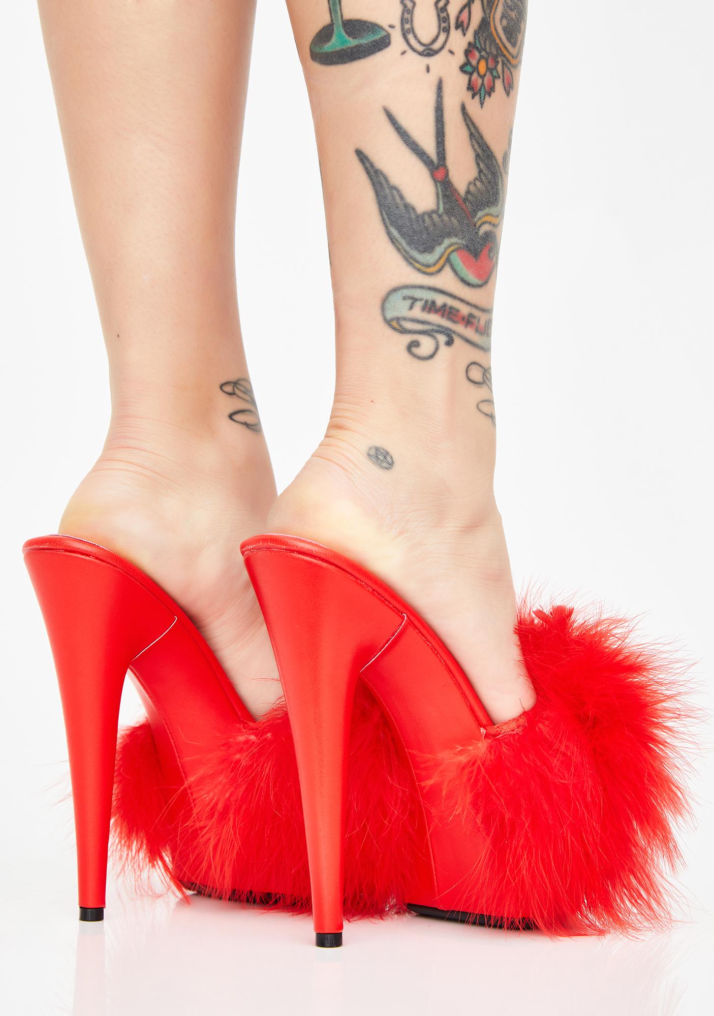 fluffy marabou stiletto mules