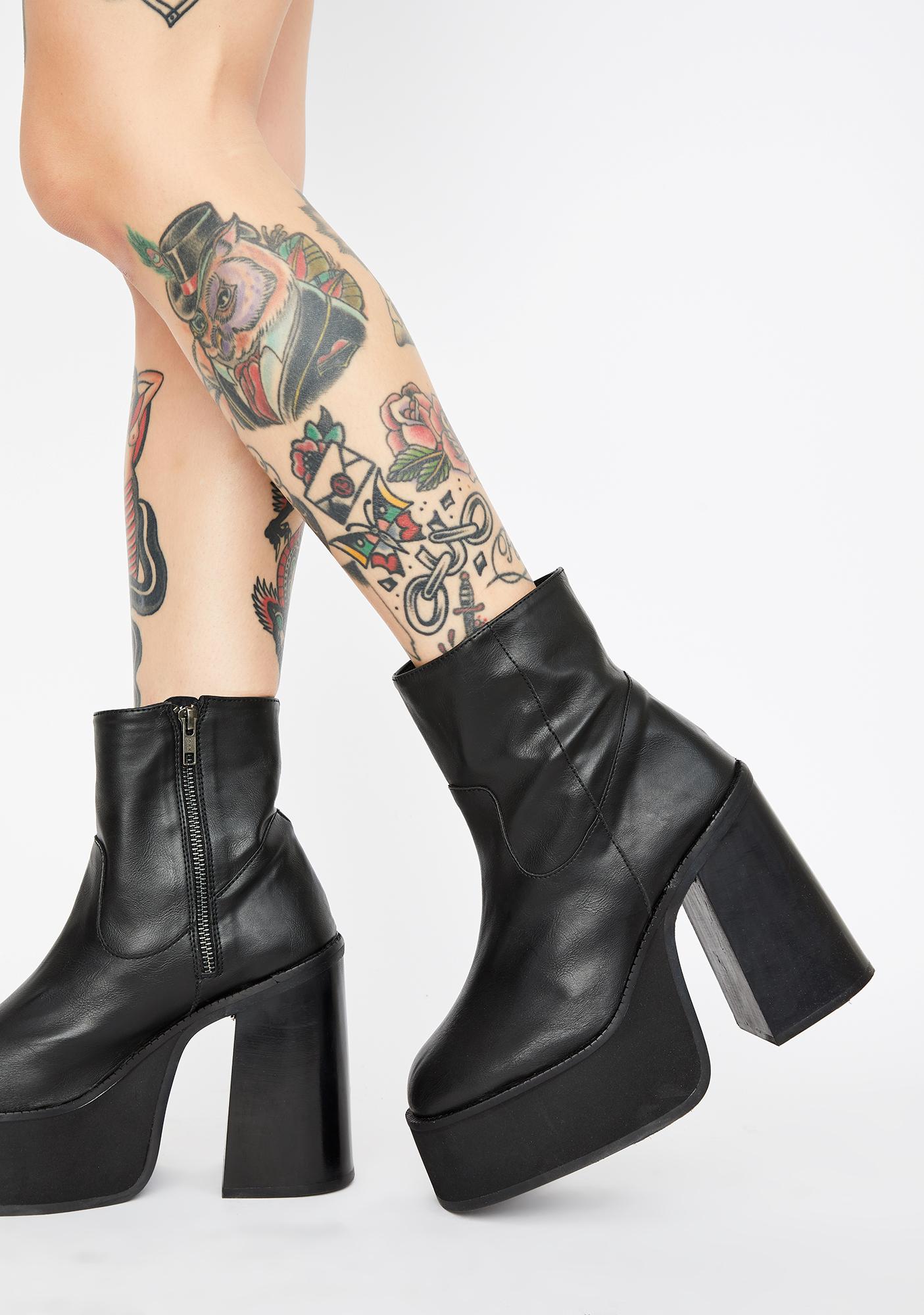 Leather Platform Ankle Boots 