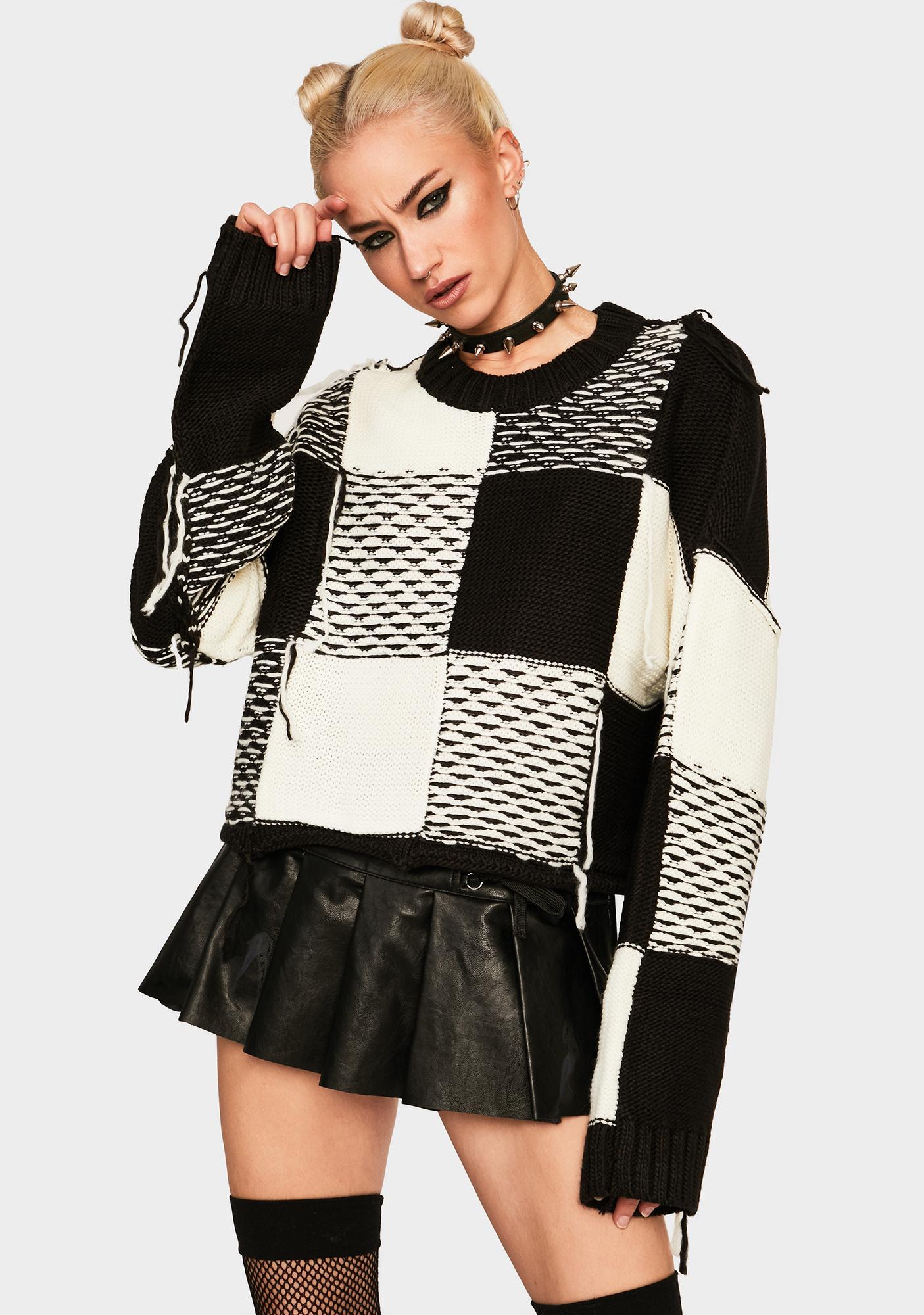 black and white knitted jumper