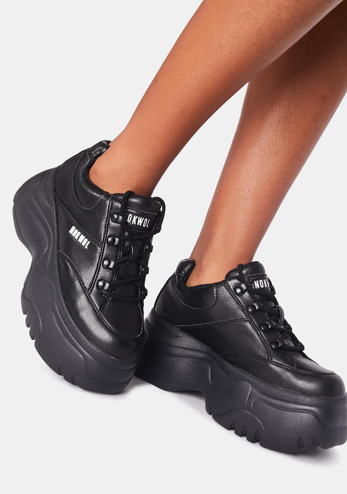 all black platform sneakers