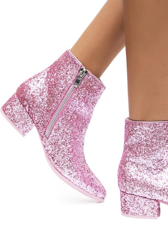pink glitter booties