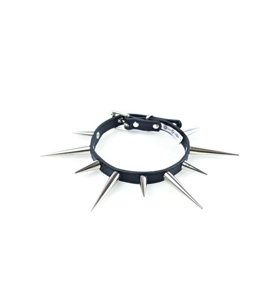 NecroLeather Danger Says Spiked Choker | Dolls Kill