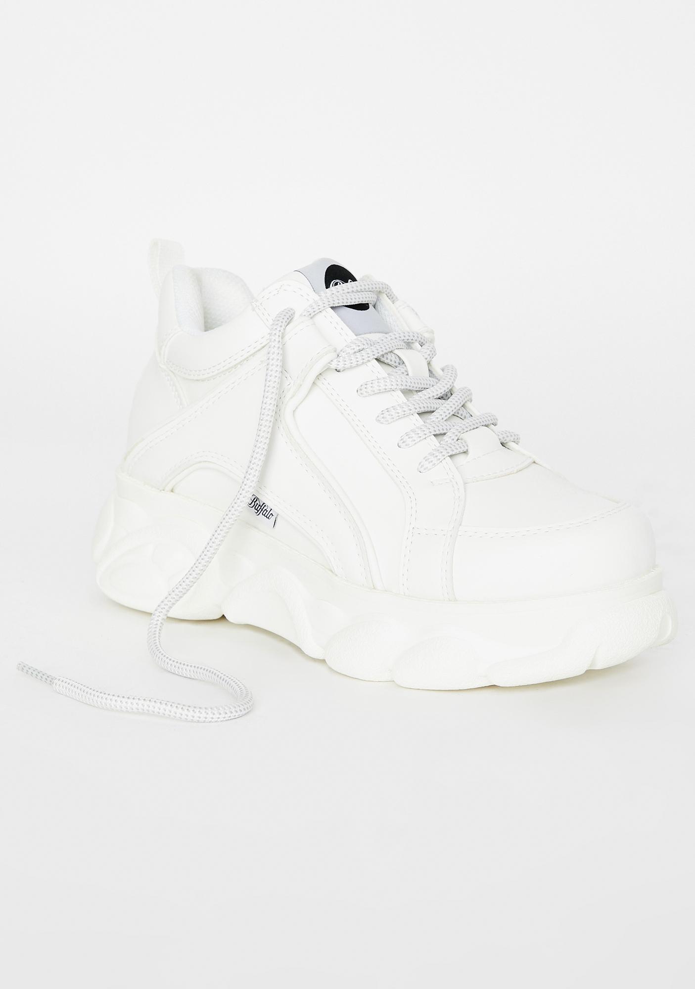 buffalo corin low platform sneakers in white