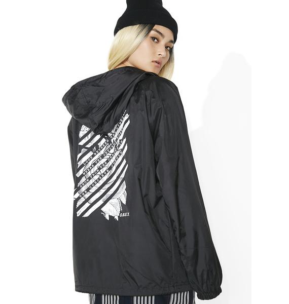 Obey Defiant Rose Snap Hooded Coaches Jacket | Dolls Kill