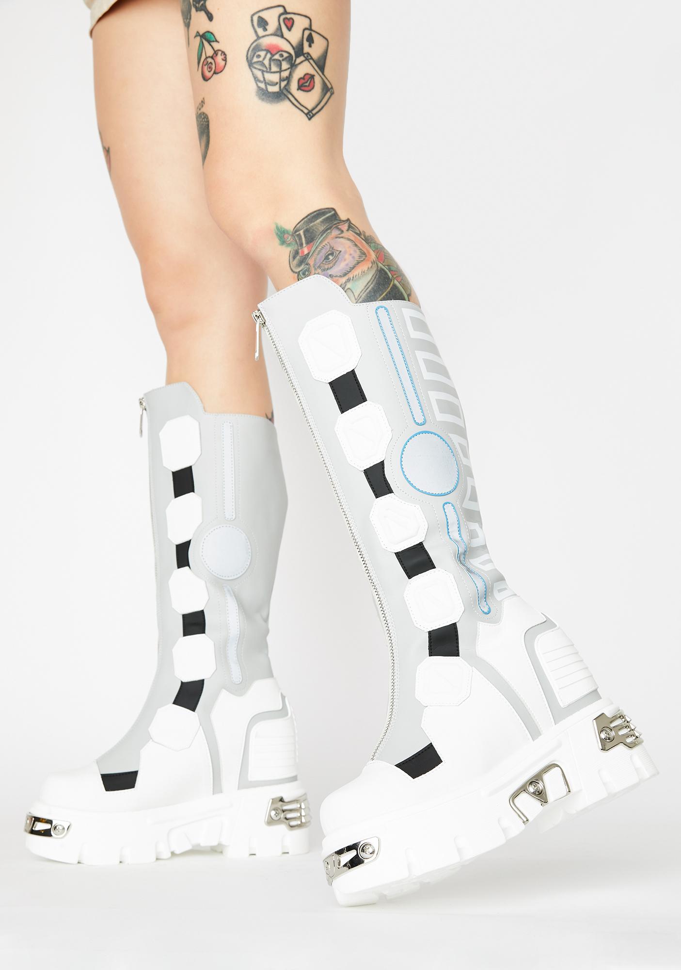 reflective knee high boots
