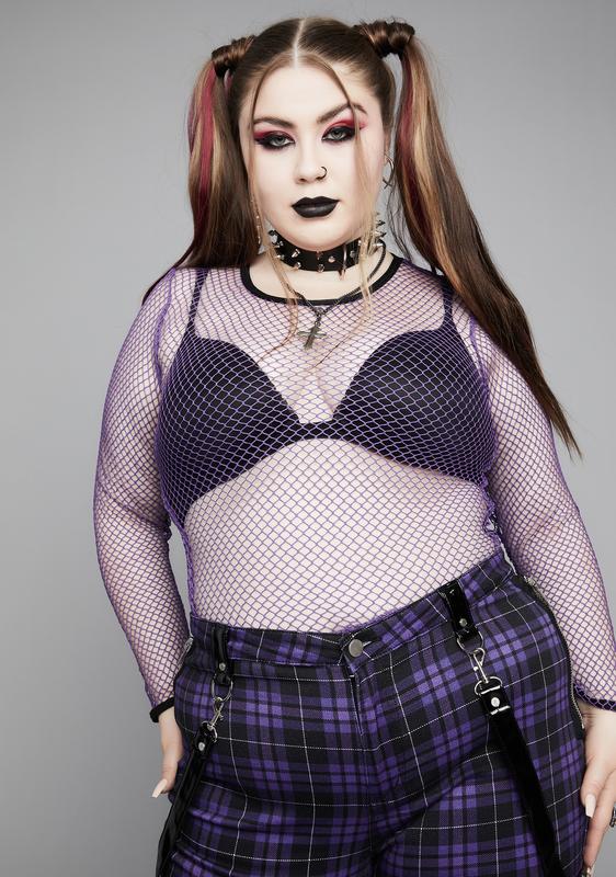 purple fishnet top