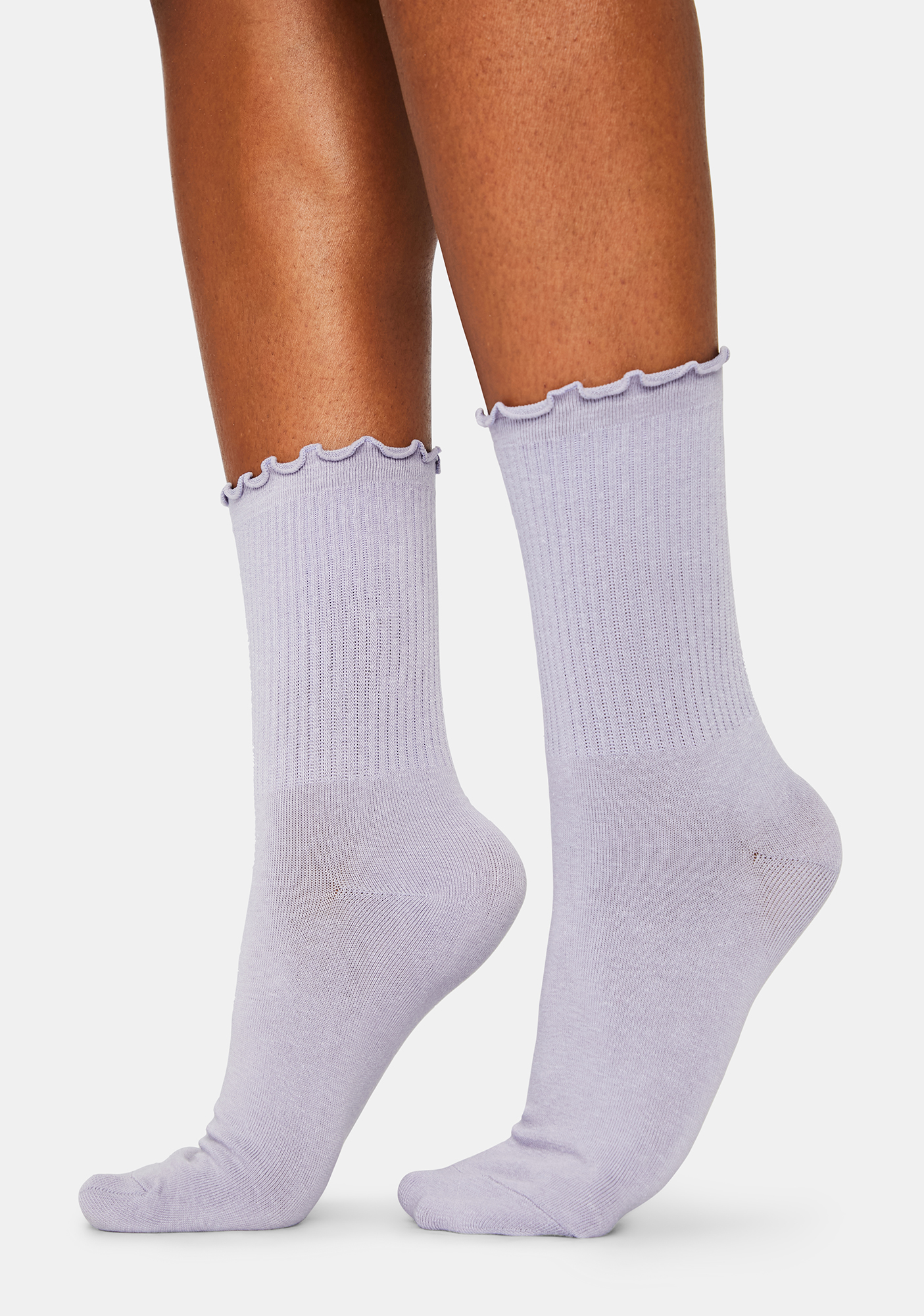 Lettuce Hem Ruffle Crew Socks Purple Dolls Kill