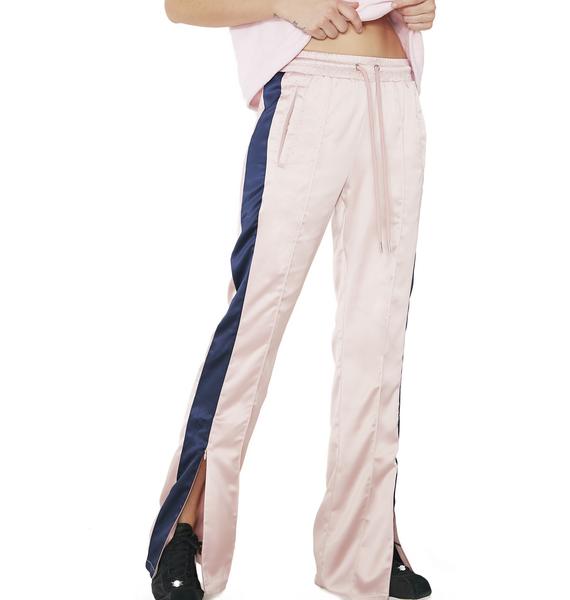 Satiny Zippered Pink Track Pants | Dolls Kill