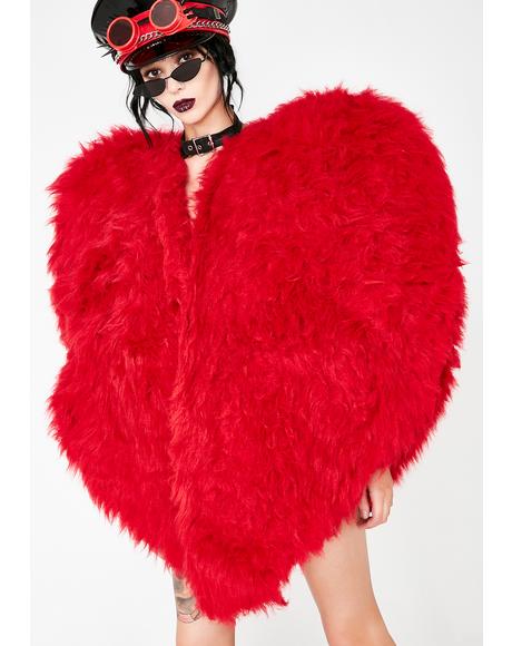 Heart On Fuzzy Jacket