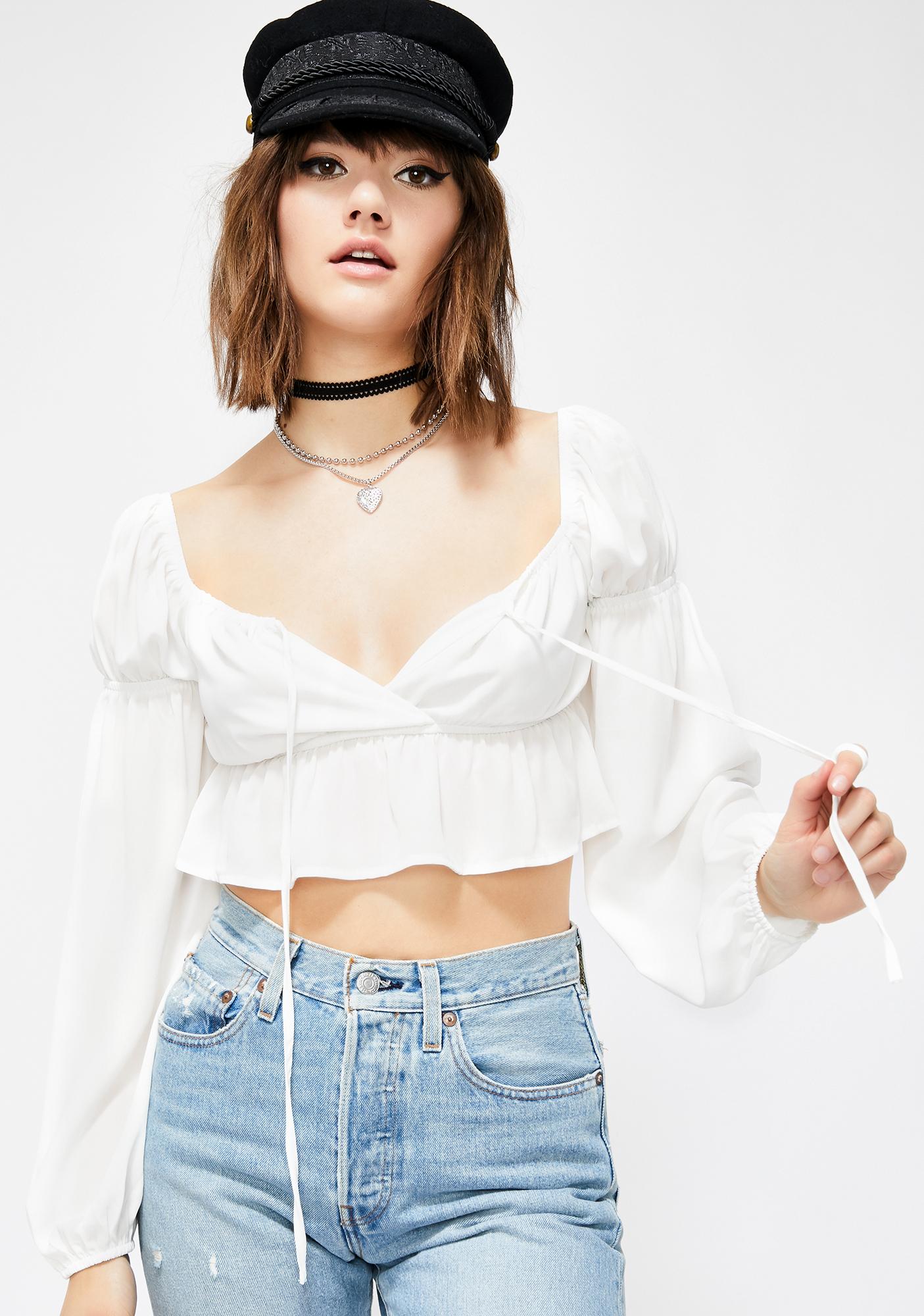 Cropped Peasant Blouse